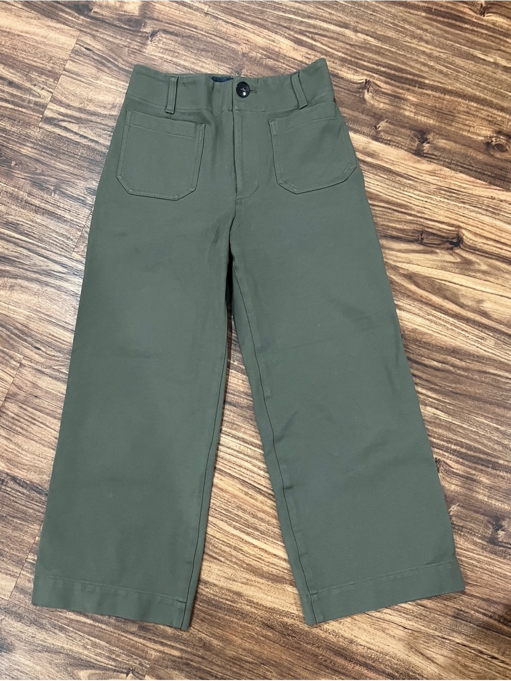 Maeve by Anthropologie Olive Wide-Leg Cropped Pants